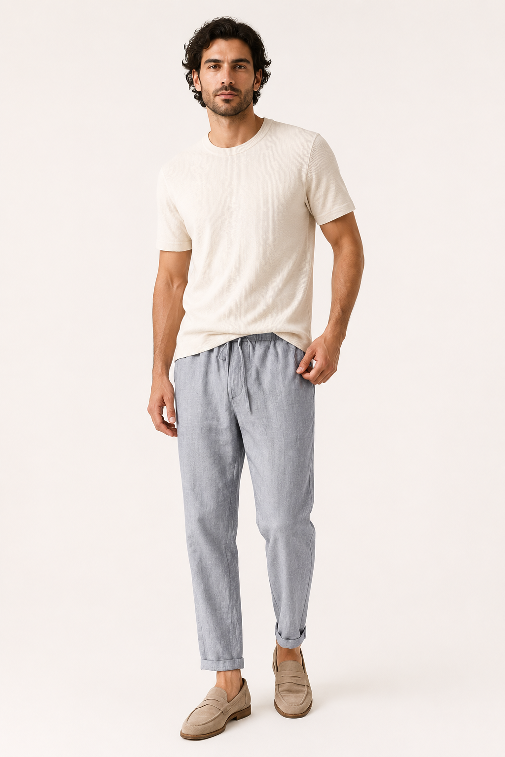 Pantalón lino cintura elástica hombre - Falk