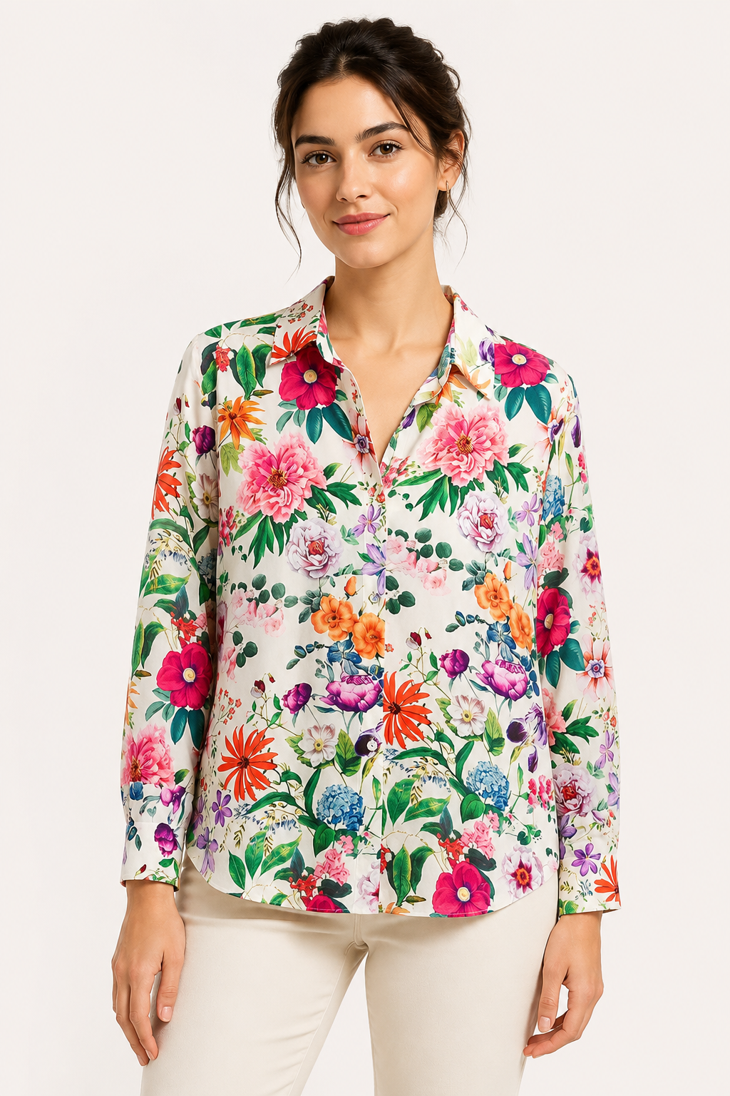 Blusa floral manga larga mujer - Katrin