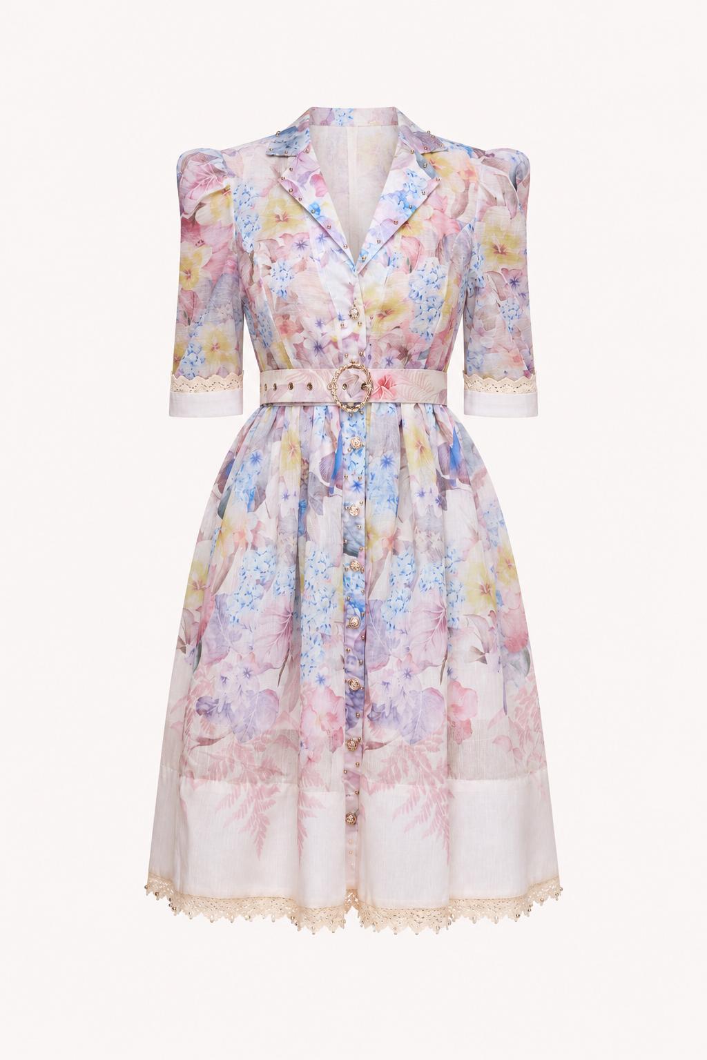 Vestido camisero floral mujer con cinturón - Minna