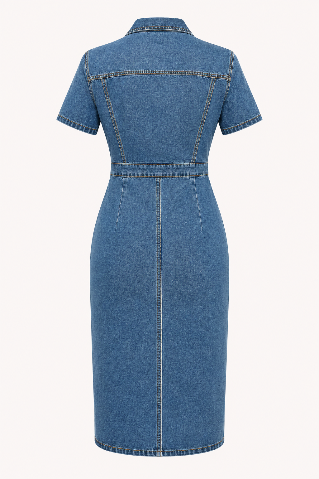Vestido midi mujer denim botones ajuste entallado - Elara