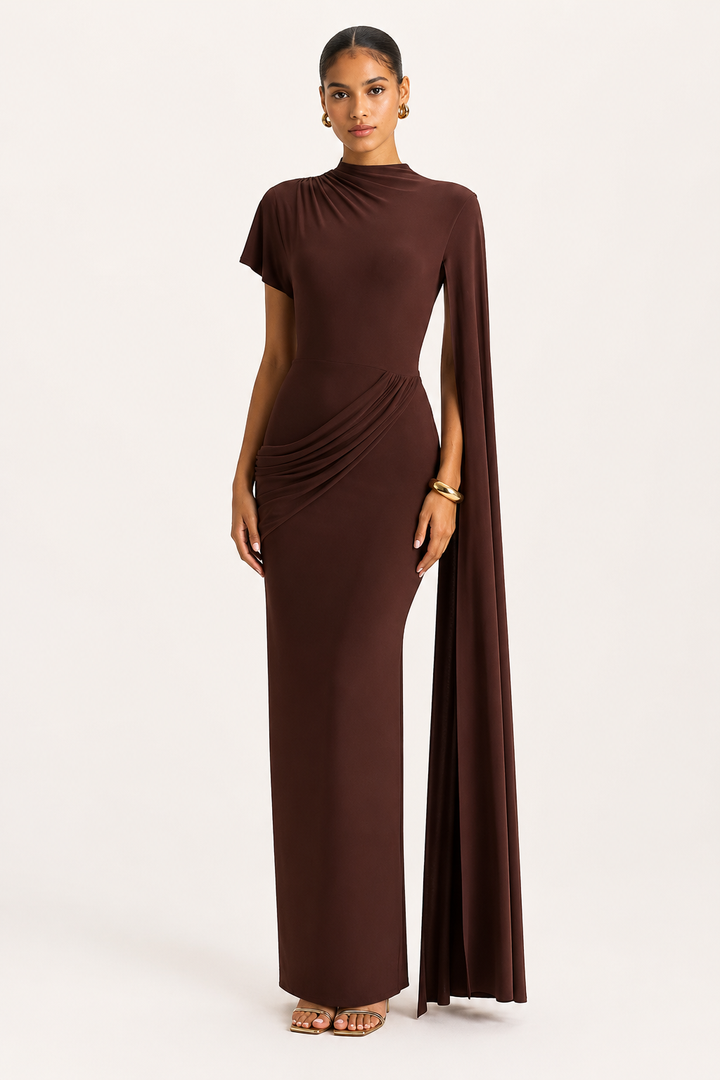 Vestido largo mujer gala elegante cuello alto - Mirna