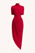 Vestido midi mujer invitada boda elegante cuello alto - Katja