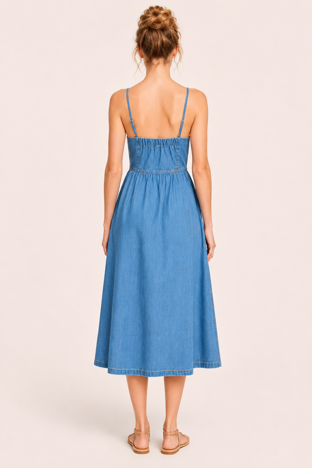 Vestido vaquero midi mujer botones - Hanneli