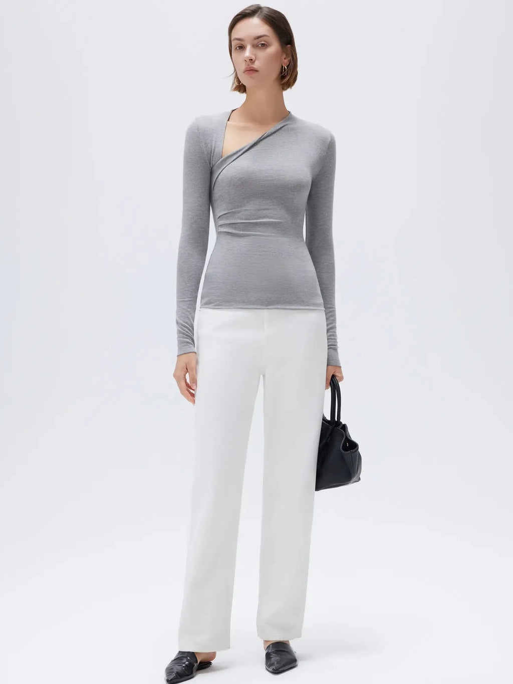 Cloud Cashmere Asymmetric Neck Shirt - Long Sleeve