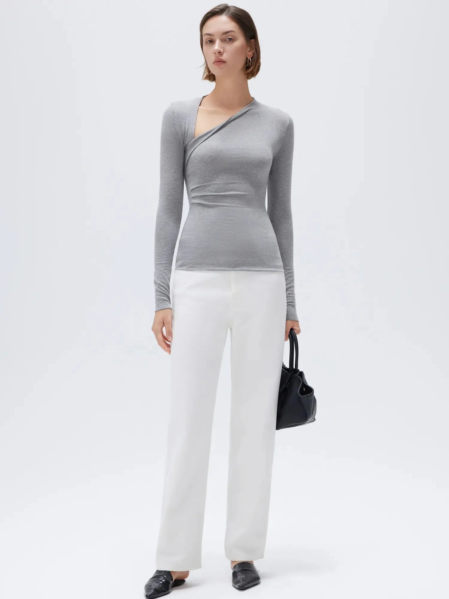 Cloud Cashmere Asymmetric Neck Shirt - Long Sleeve