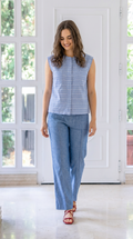 CAMISA POLISH AZUL RAYA BLANCA