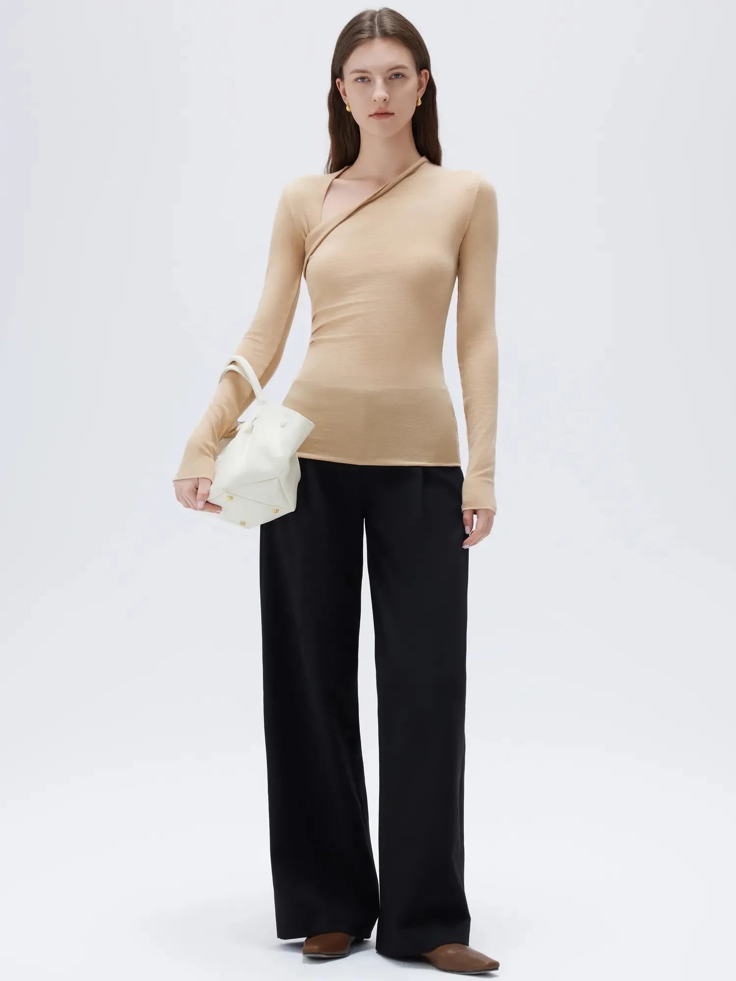 Cloud Cashmere Asymmetric Neck Shirt - Long Sleeve