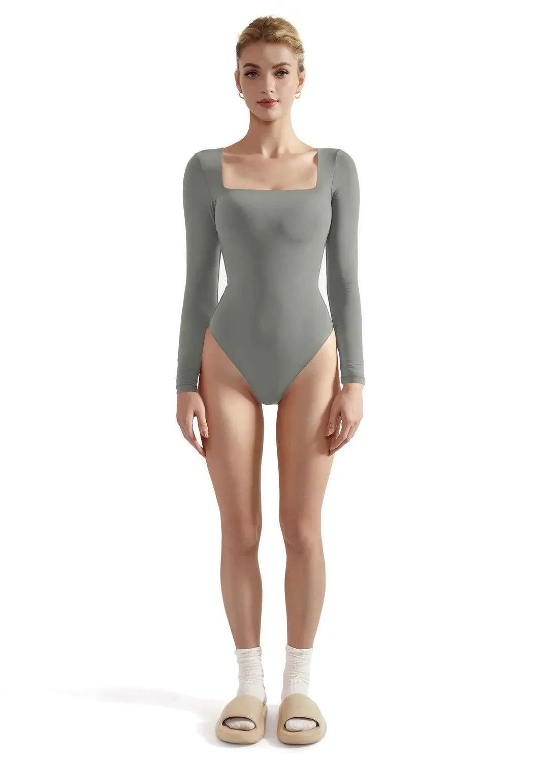 Flash Sales - Buttery Soft Square Neck Bodysuit - Long Sleeve