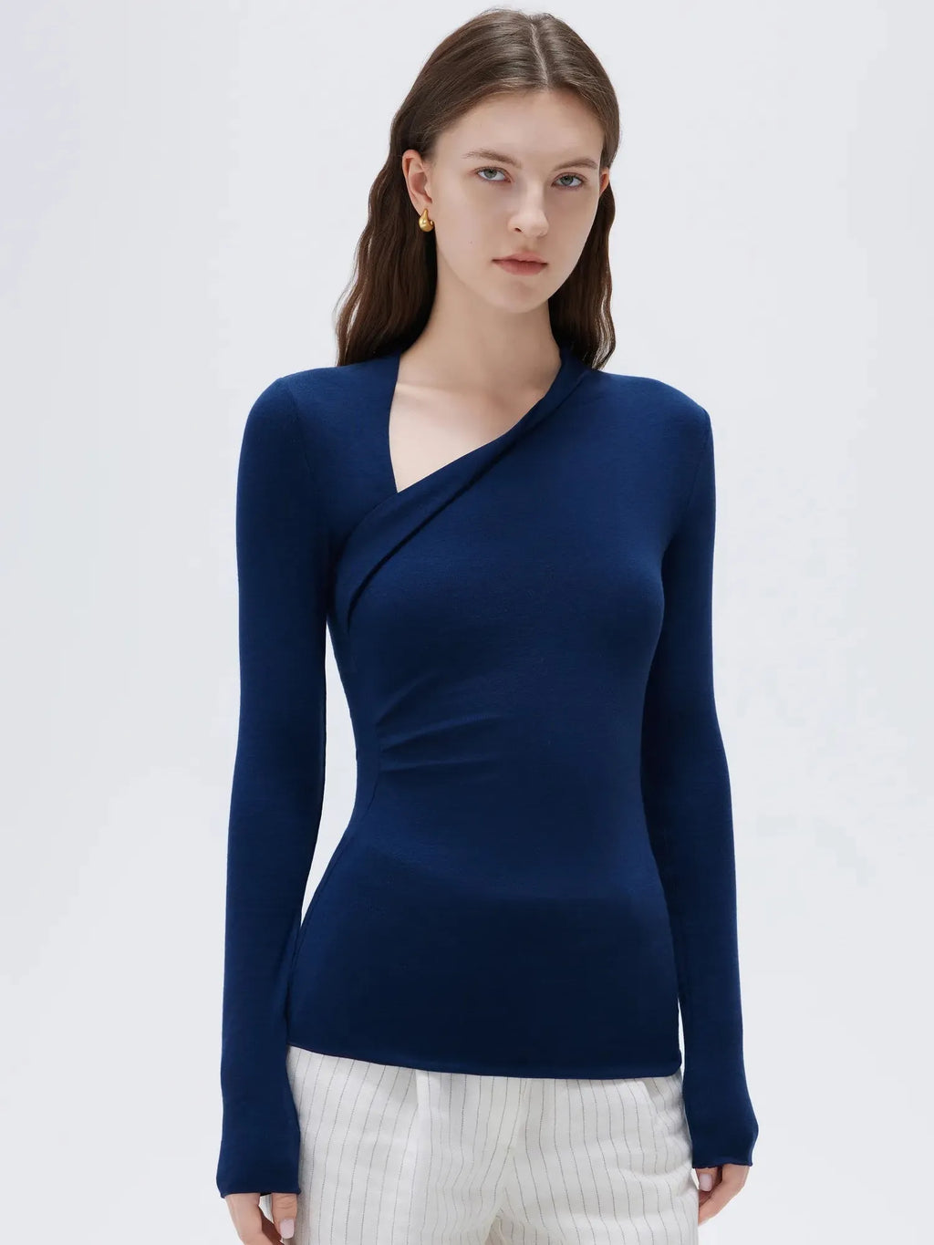 Cloud Cashmere Asymmetric Neck Shirt - Long Sleeve