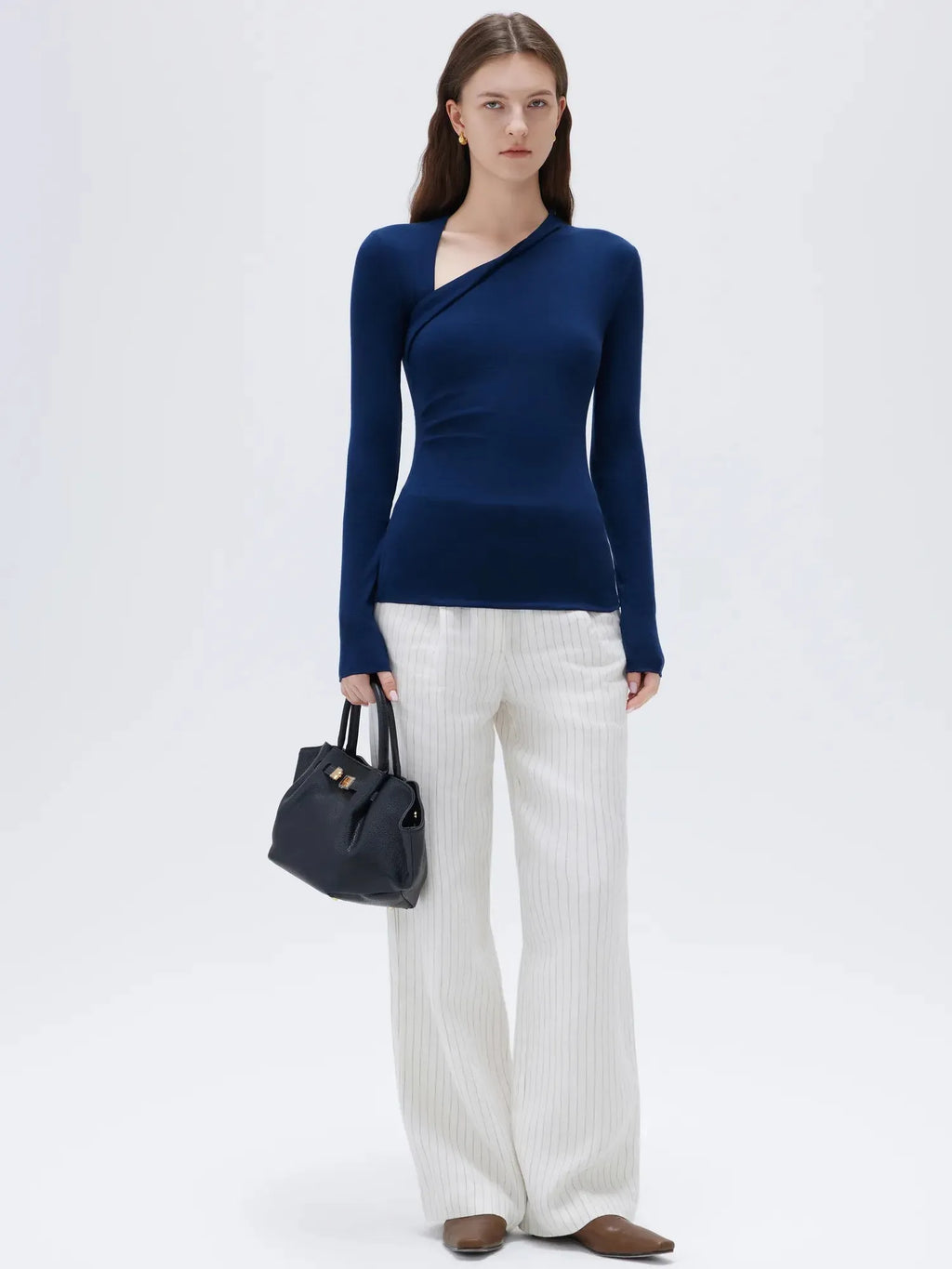 Cloud Cashmere Asymmetric Neck Shirt - Long Sleeve