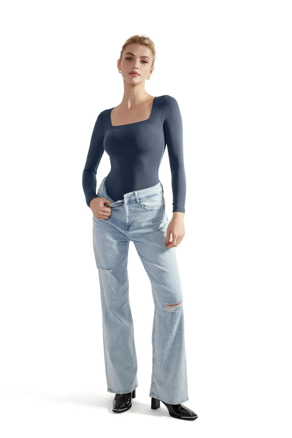 Flash Sales - Buttery Soft Square Neck Bodysuit - Long Sleeve