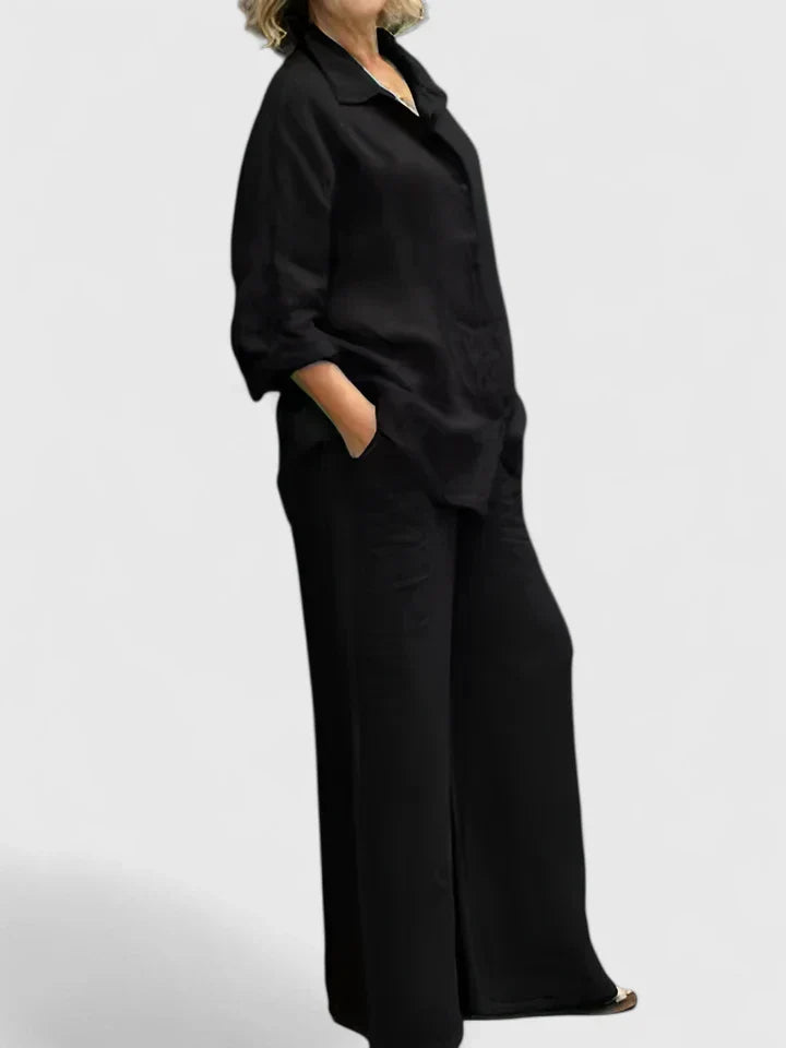 Delfina | Conjunto cómodo con camisa y pantalón amplio