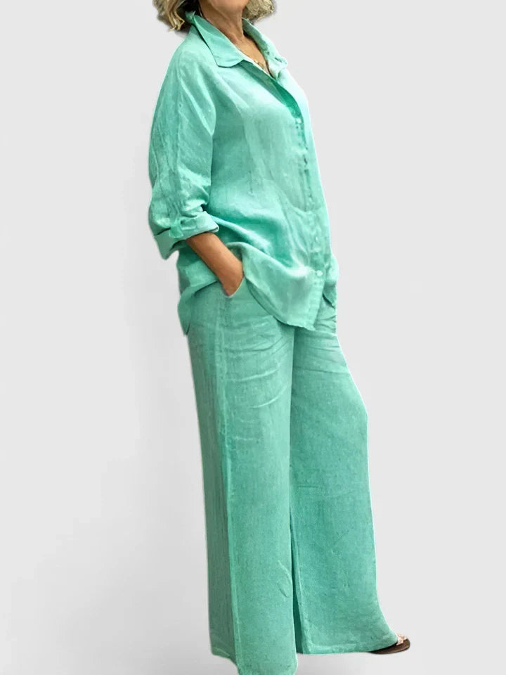 Delfina | Conjunto cómodo con camisa y pantalón amplio