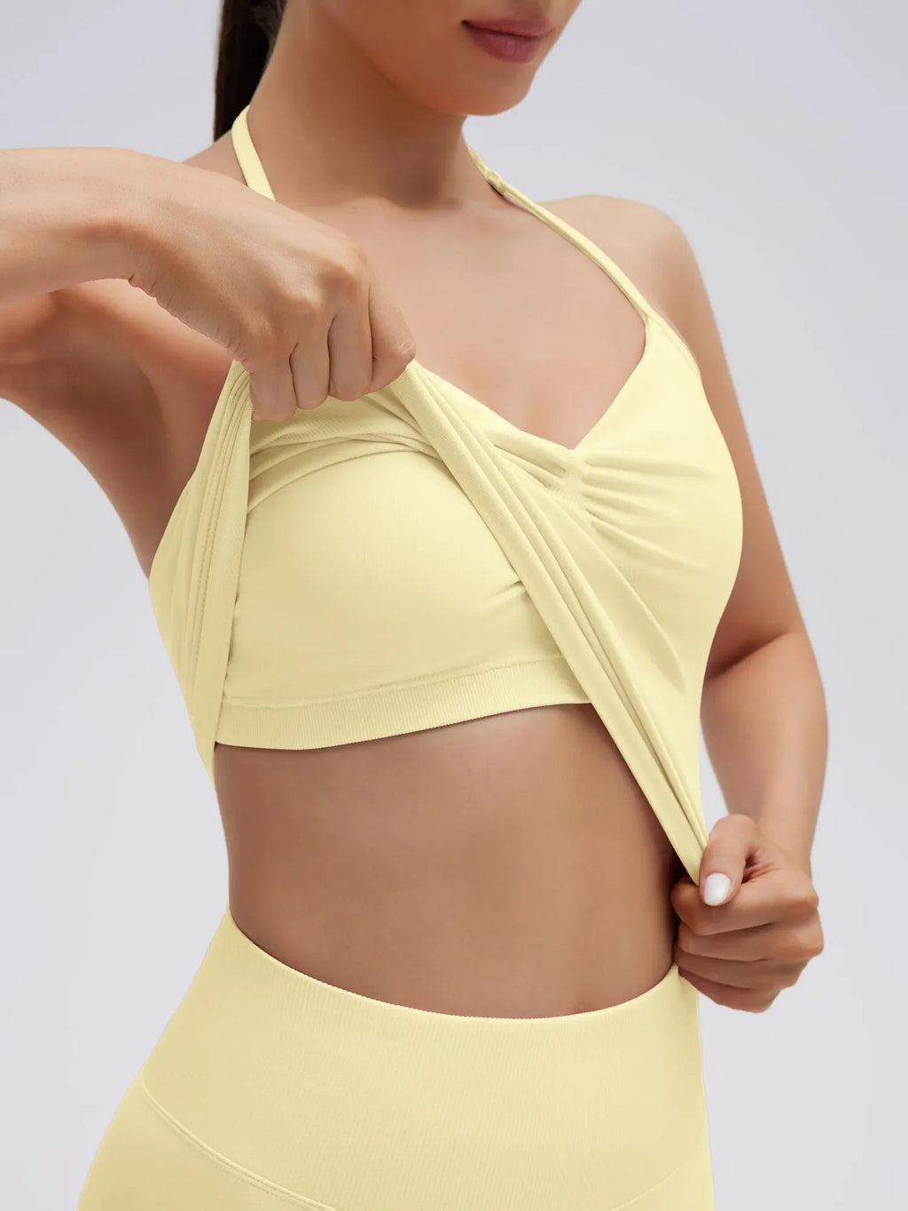 Strappy Halterneck V Neckline  Halter Top