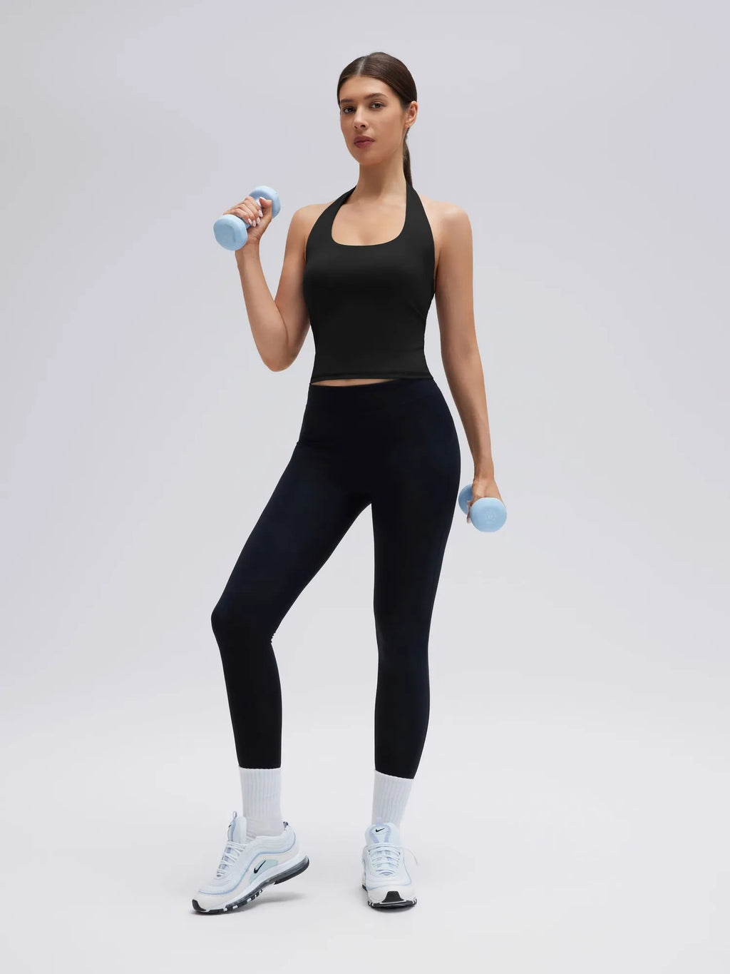 Padded Halter Backless Longline Workout Tank Tops