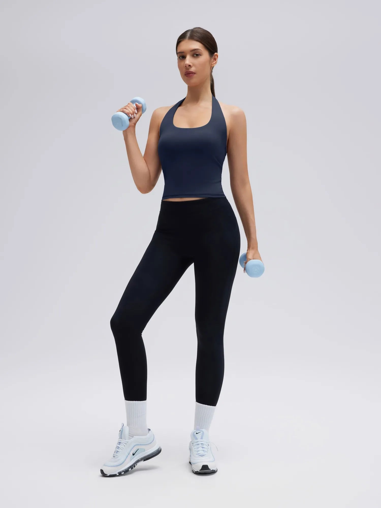 Padded Halter Backless Longline Workout Tank Tops