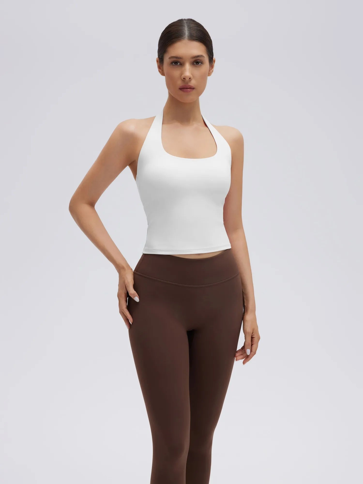 Padded Halter Backless Longline Workout Tank Tops