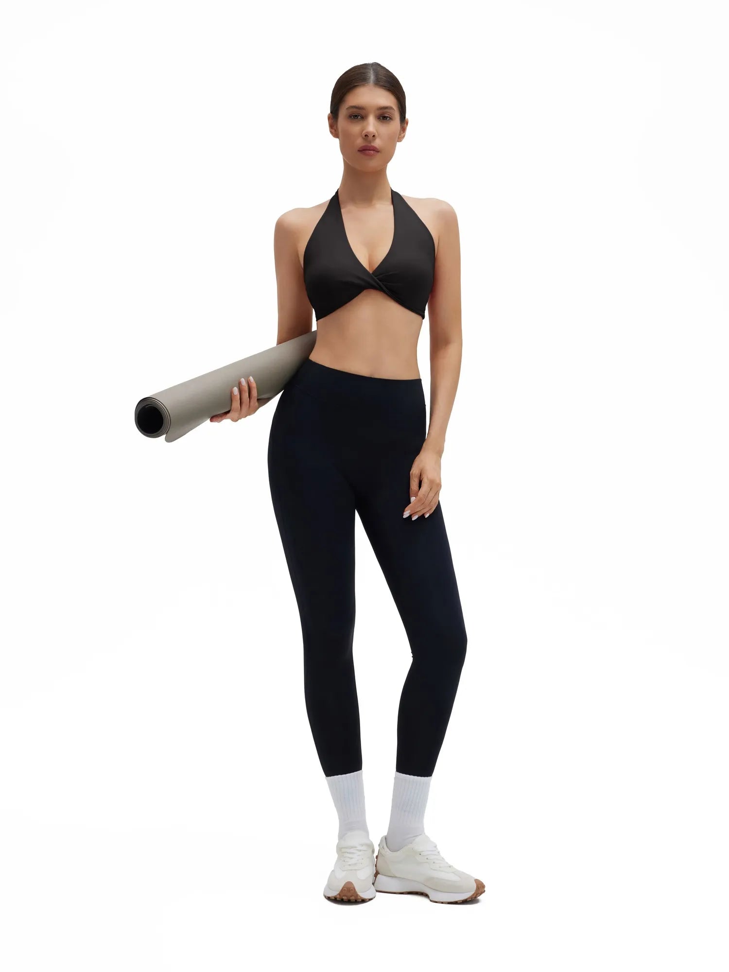 Twist Halter Padded Deep V Crop Tank Tops