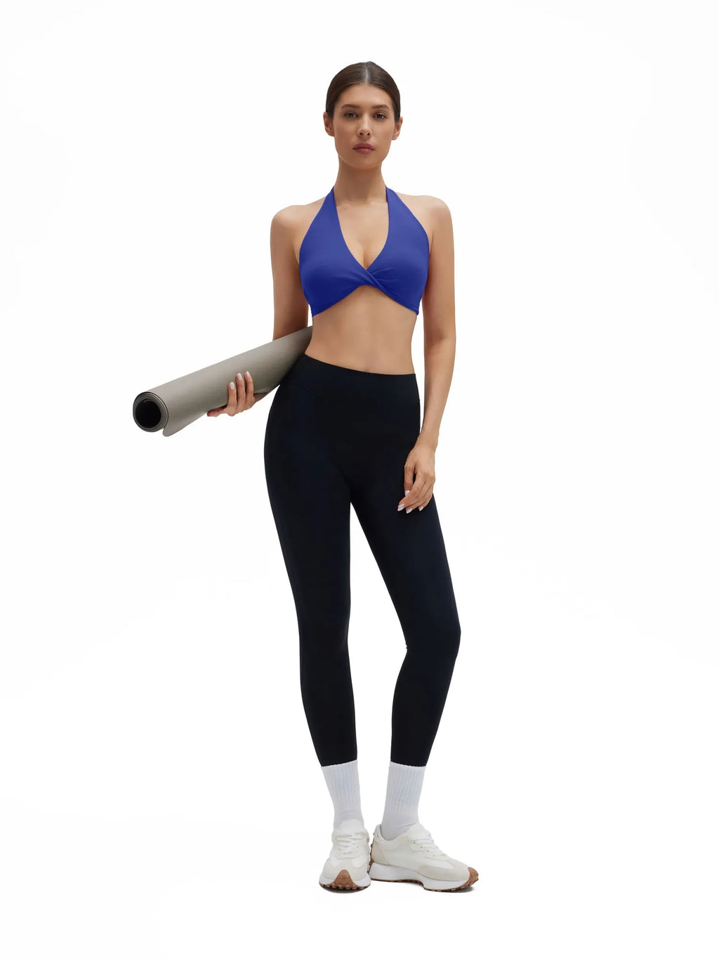 Twist Halter Padded Deep V Crop Tank Tops