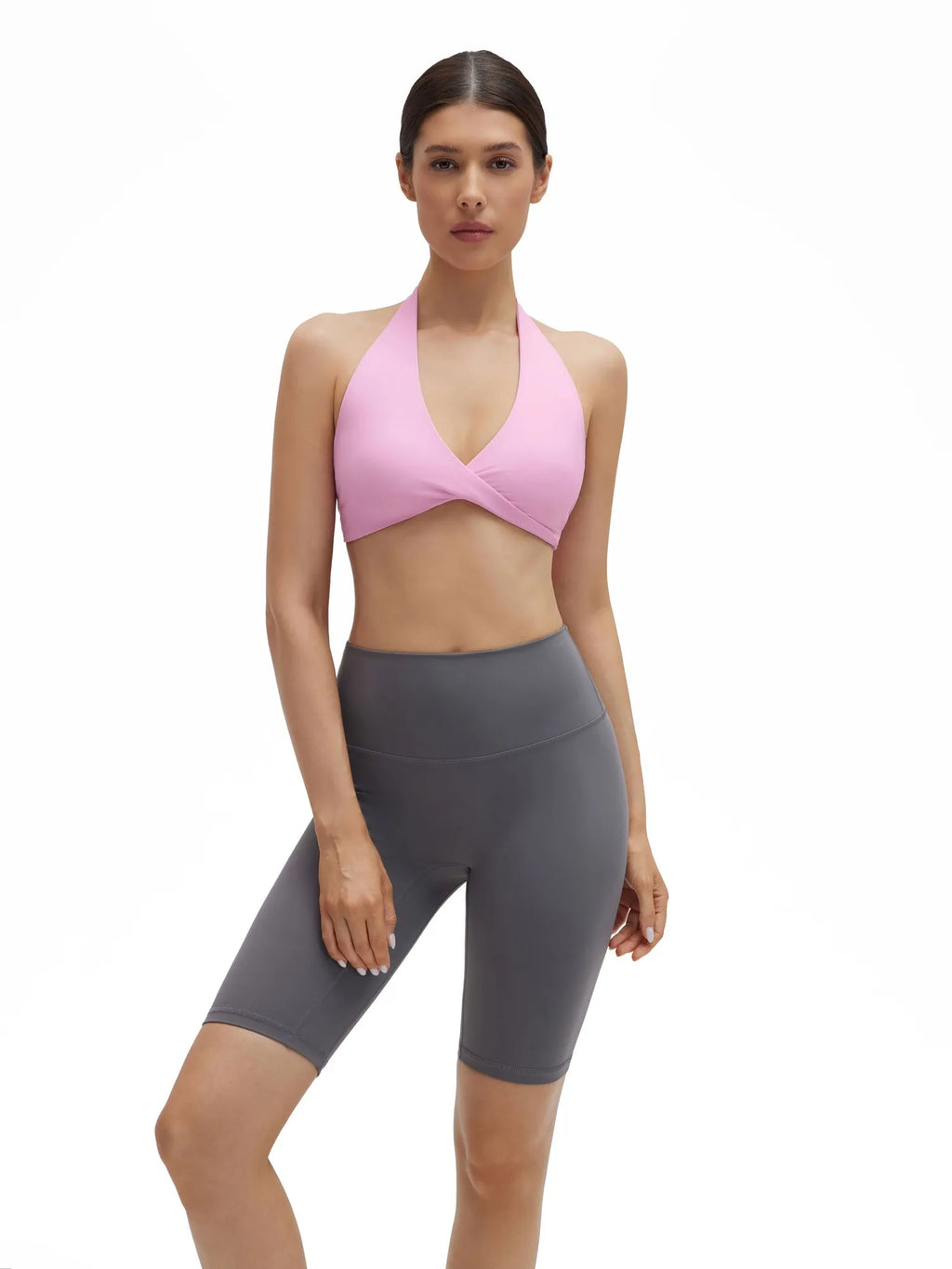Twist Halter Padded Deep V Crop Tank Tops
