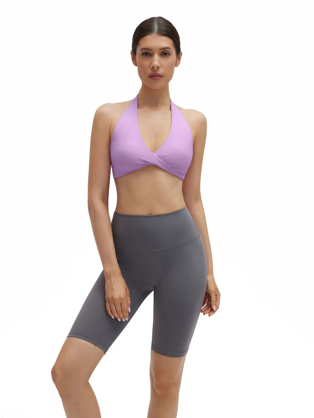 Twist Halter Padded Deep V Crop Tank Tops