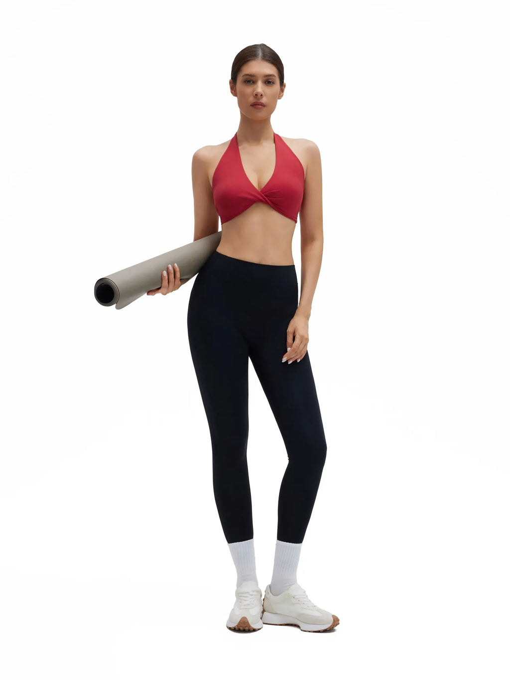 Twist Halter Padded Deep V Crop Tank Tops