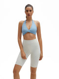Twist Halter Padded Deep V Crop Tank Tops