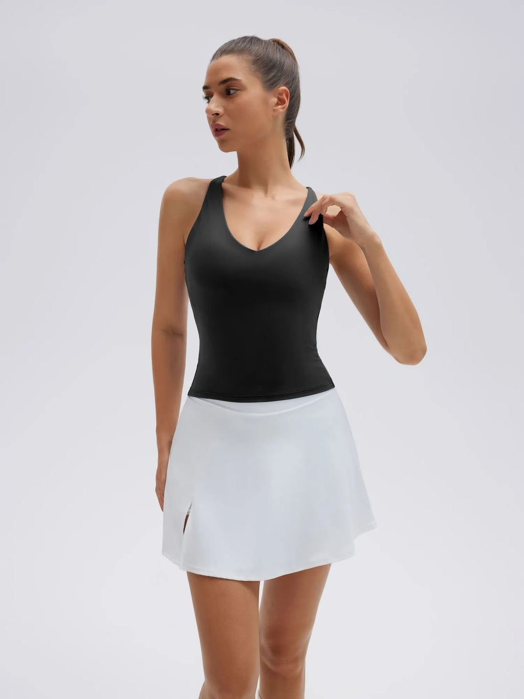🎁 Open Back V Neck Padded Longline Workout Tank Tops (100% off)