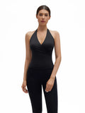 Halter Deep V Neck Wrap Workout Tank Tops