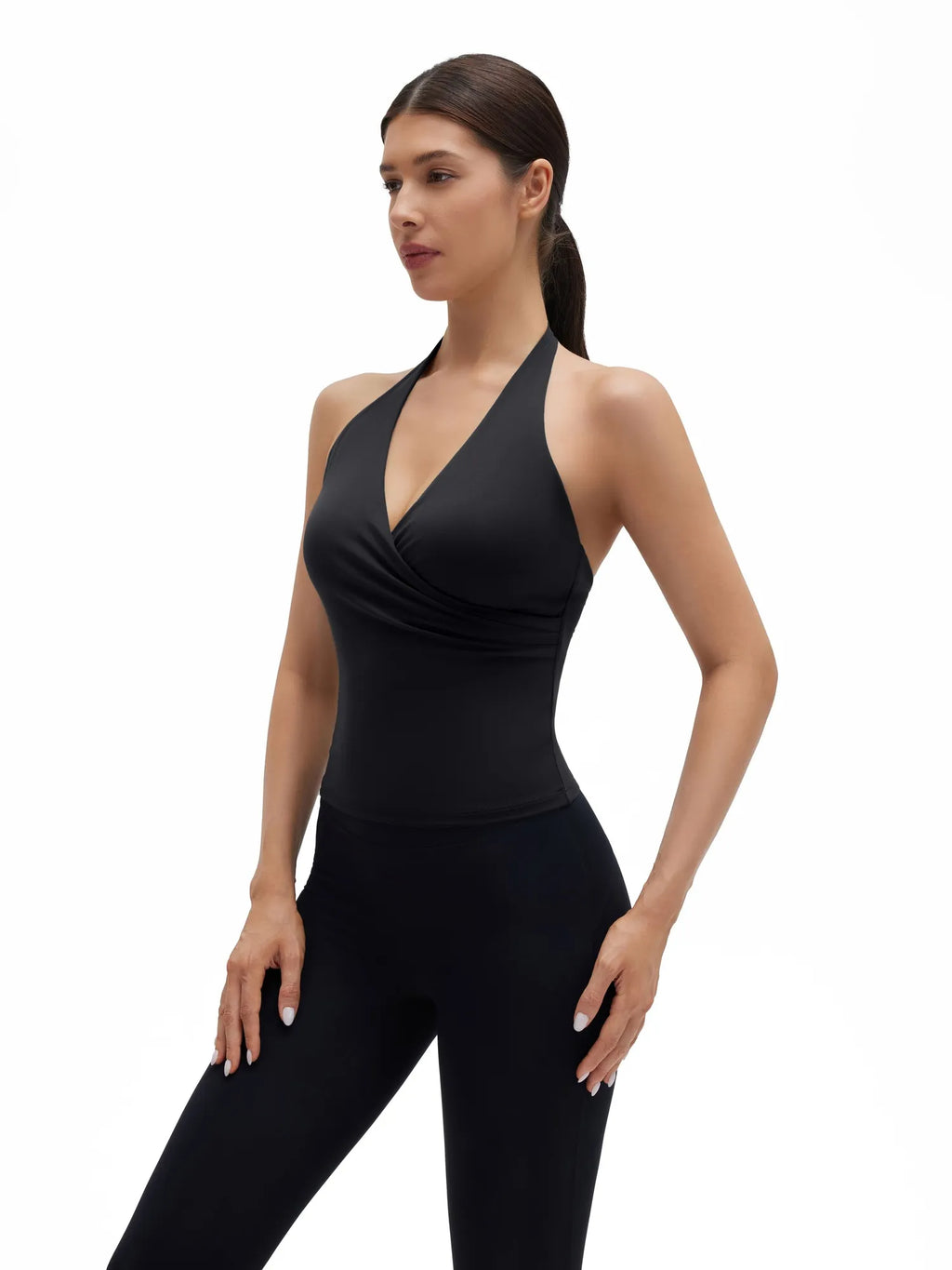 Halter Deep V Neck Wrap Workout Tank Tops