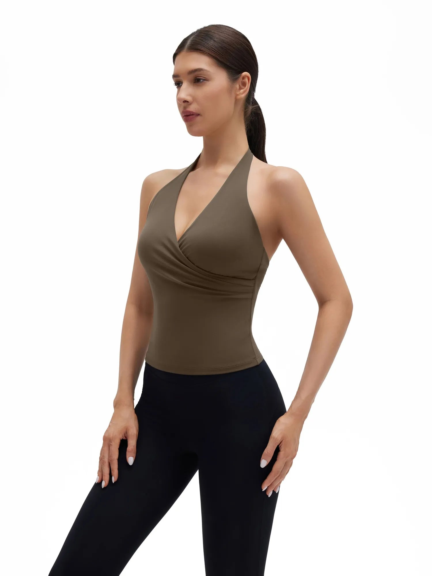 Halter Deep V Neck Wrap Workout Tank Tops