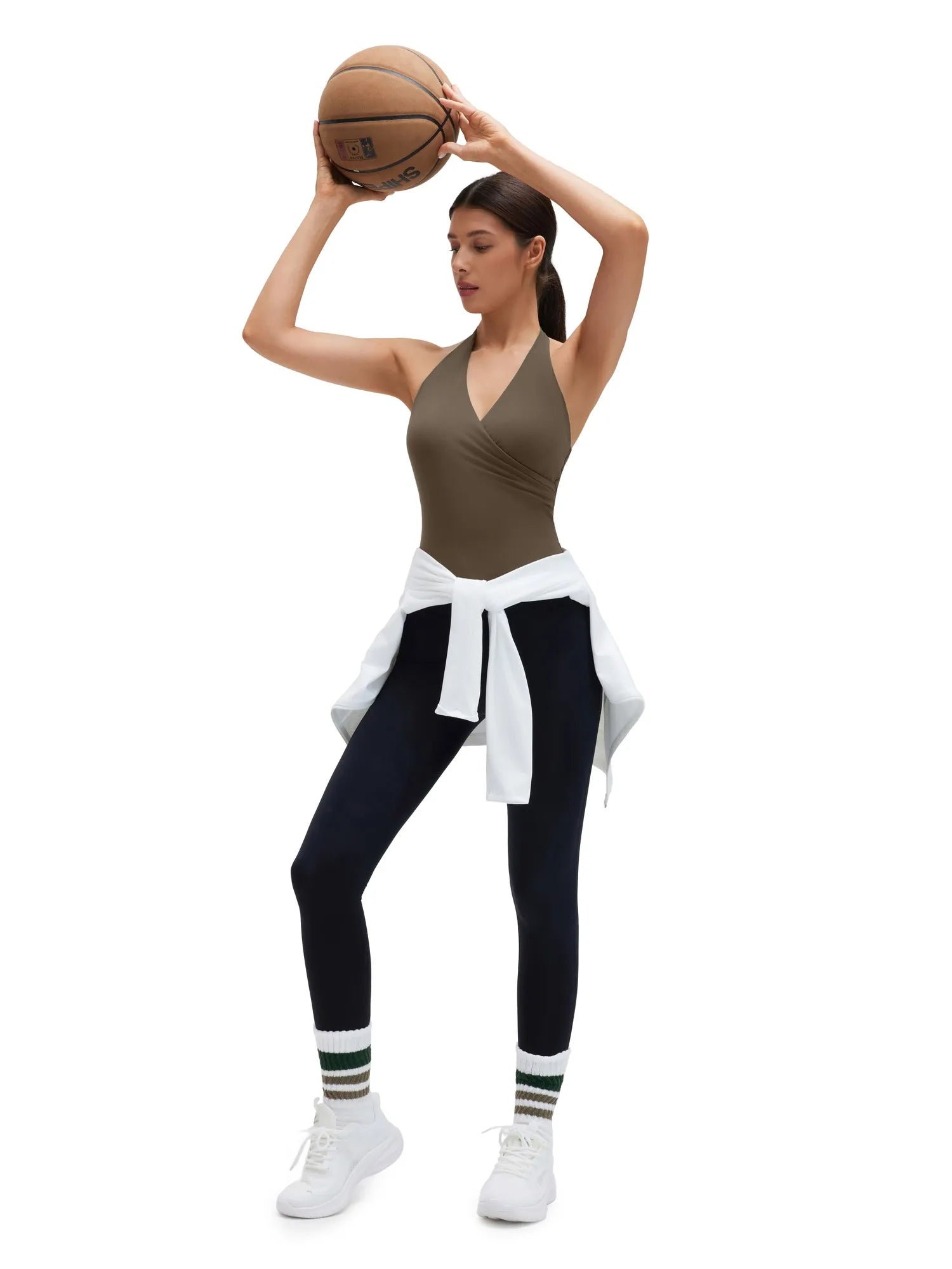 Halter Deep V Neck Wrap Workout Tank Tops