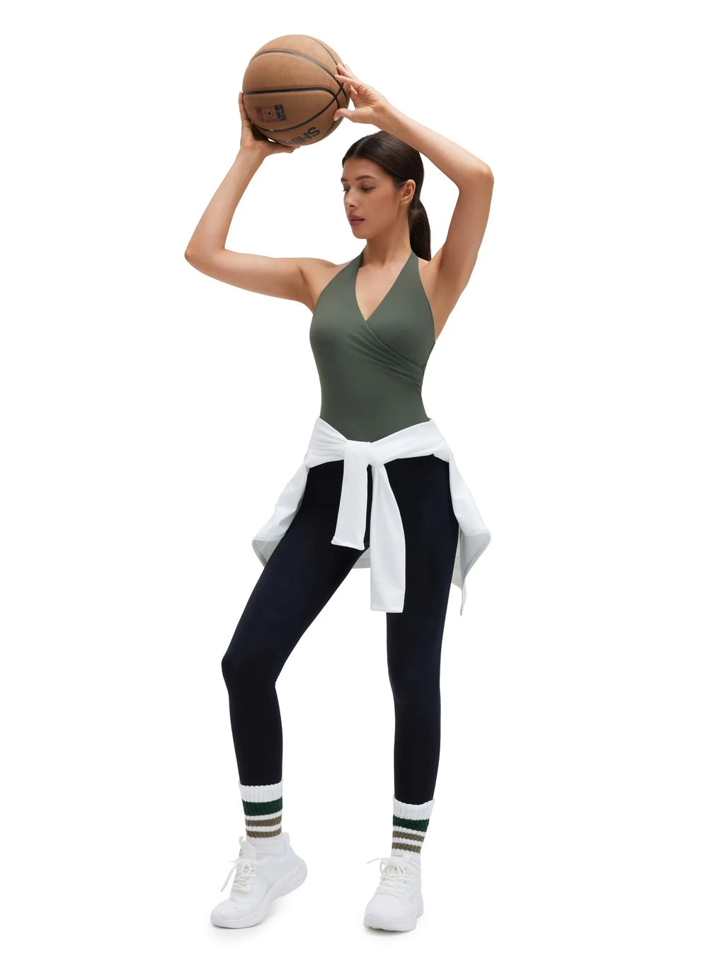 Halter Deep V Neck Wrap Workout Tank Tops