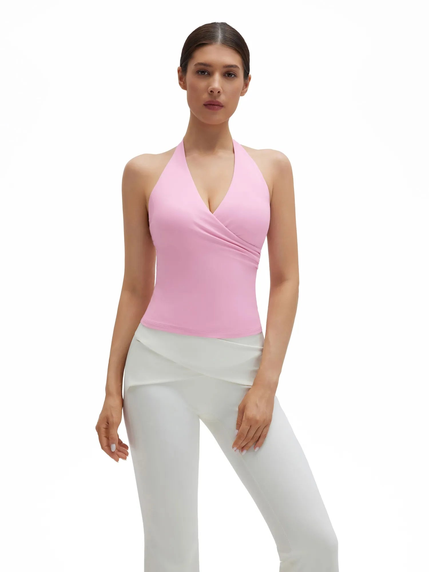 Halter Deep V Neck Wrap Workout Tank Tops