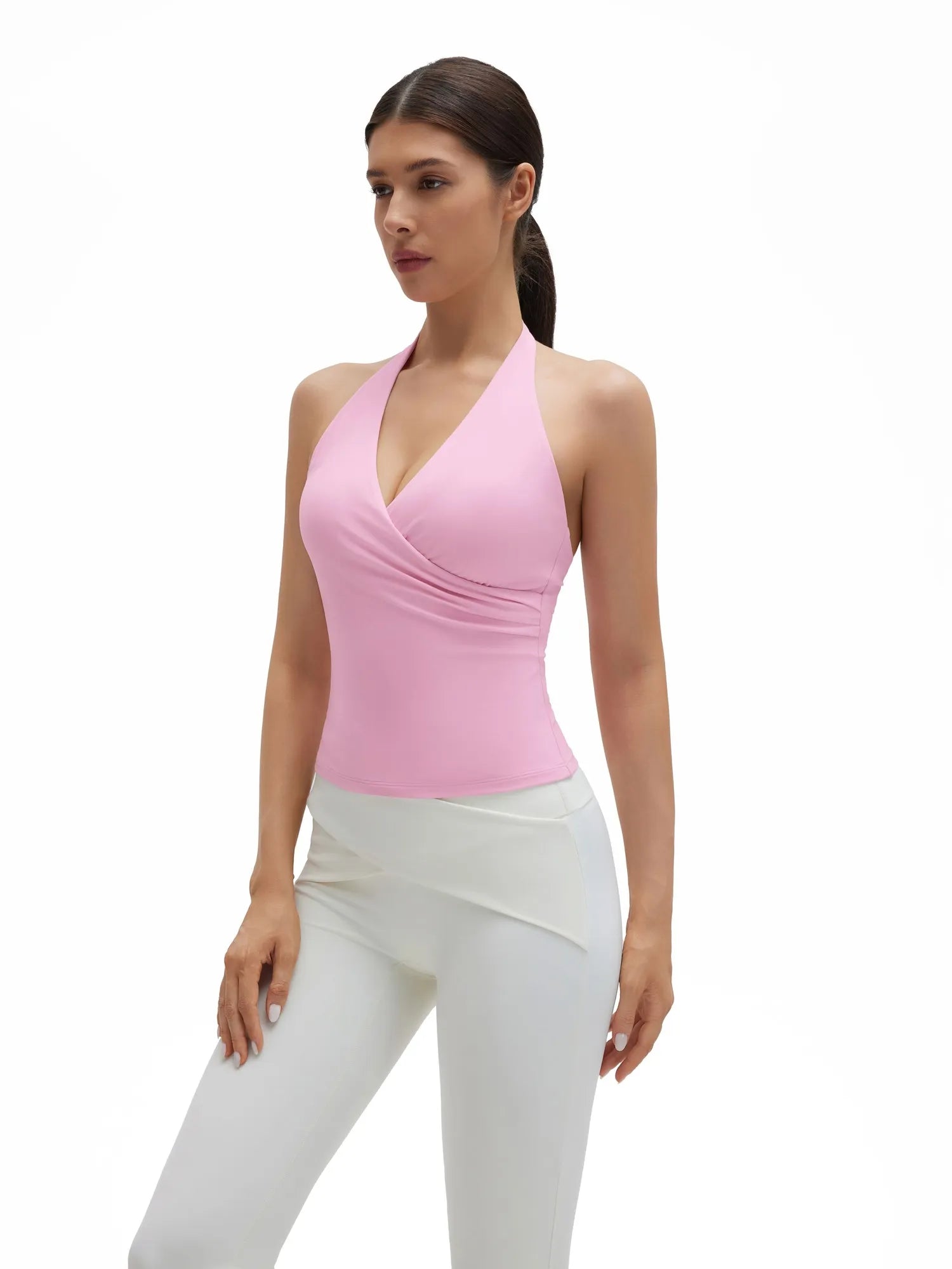 Halter Deep V Neck Wrap Workout Tank Tops