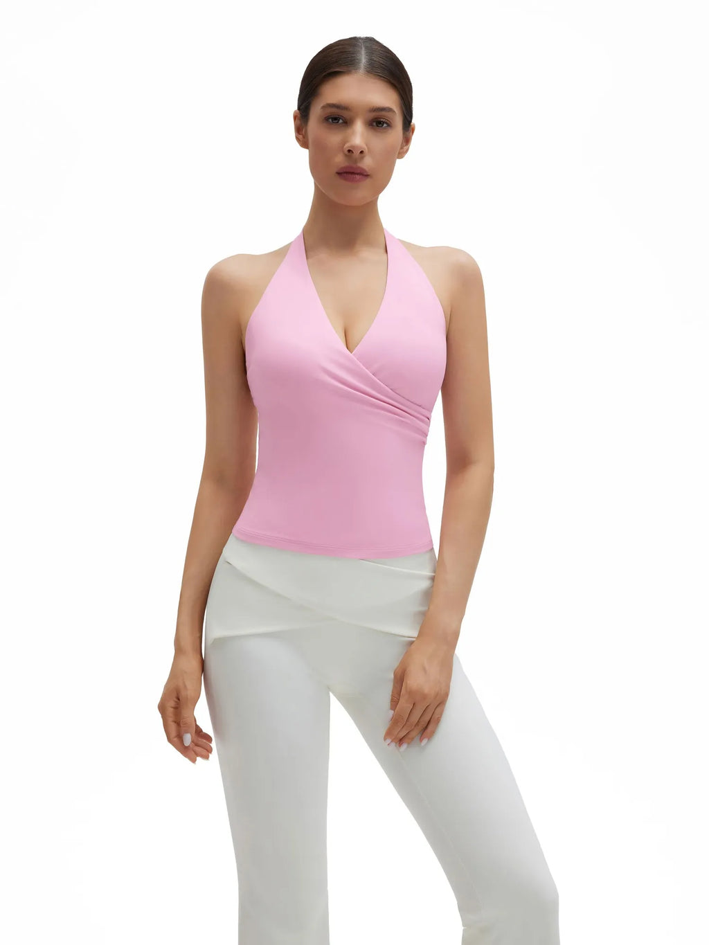 Halter Deep V Neck Wrap Workout Tank Tops