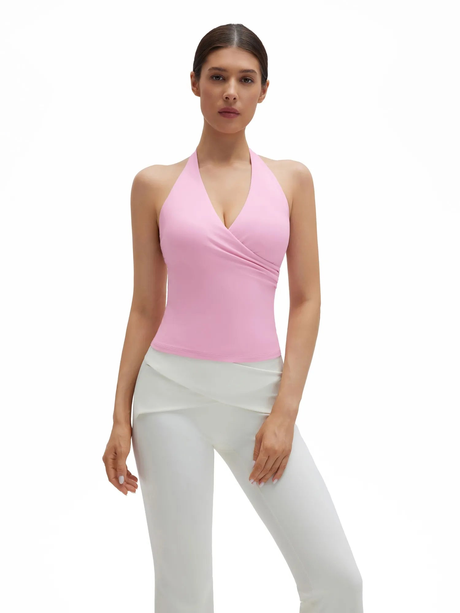 Halter Deep V Neck Wrap Workout Tank Tops