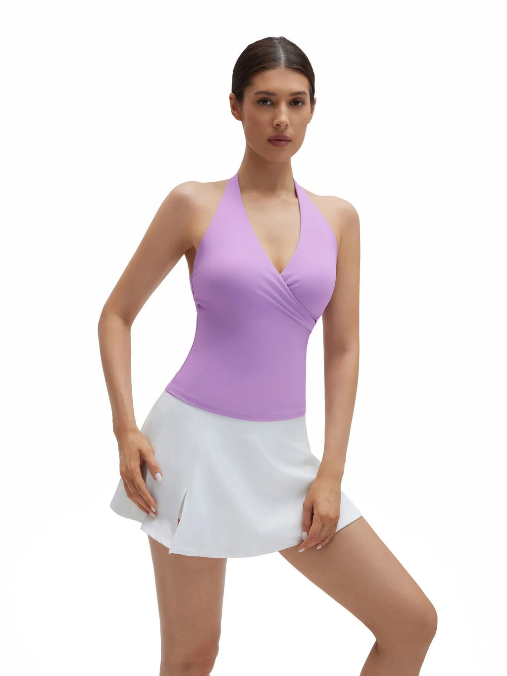 Halter Deep V Neck Wrap Workout Tank Tops