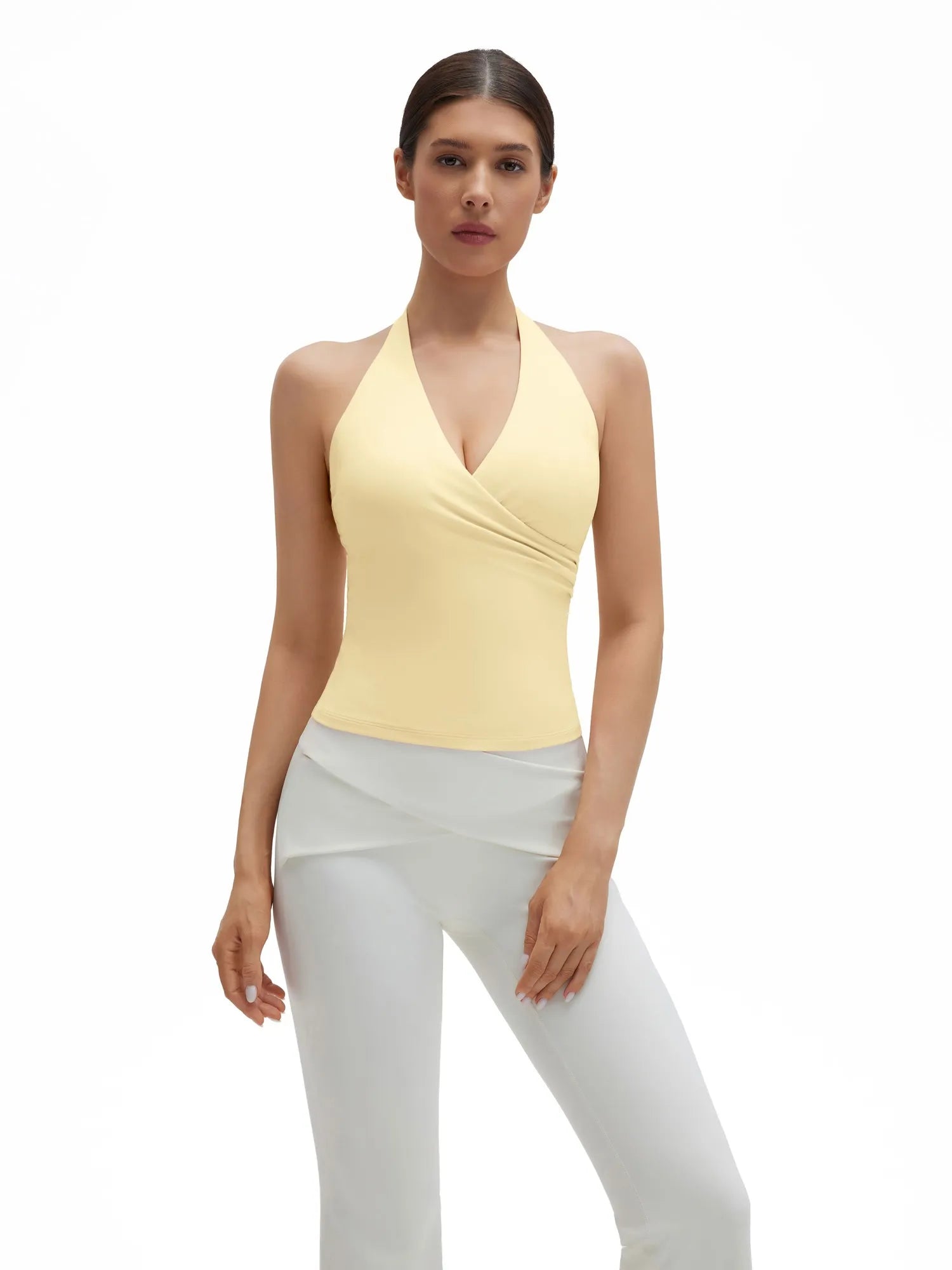 Halter Deep V Neck Wrap Workout Tank Tops