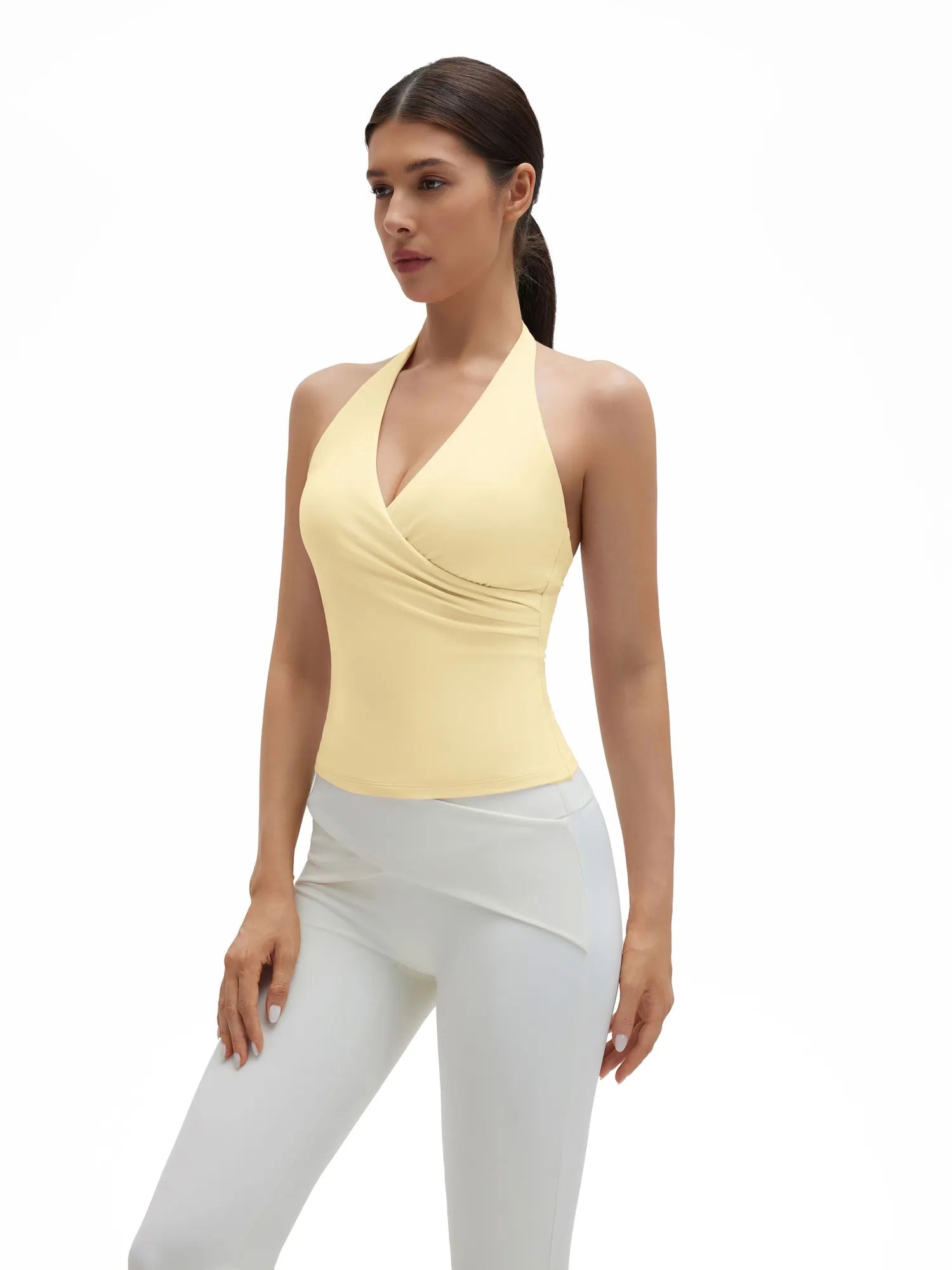 Halter Deep V Neck Wrap Workout Tank Tops
