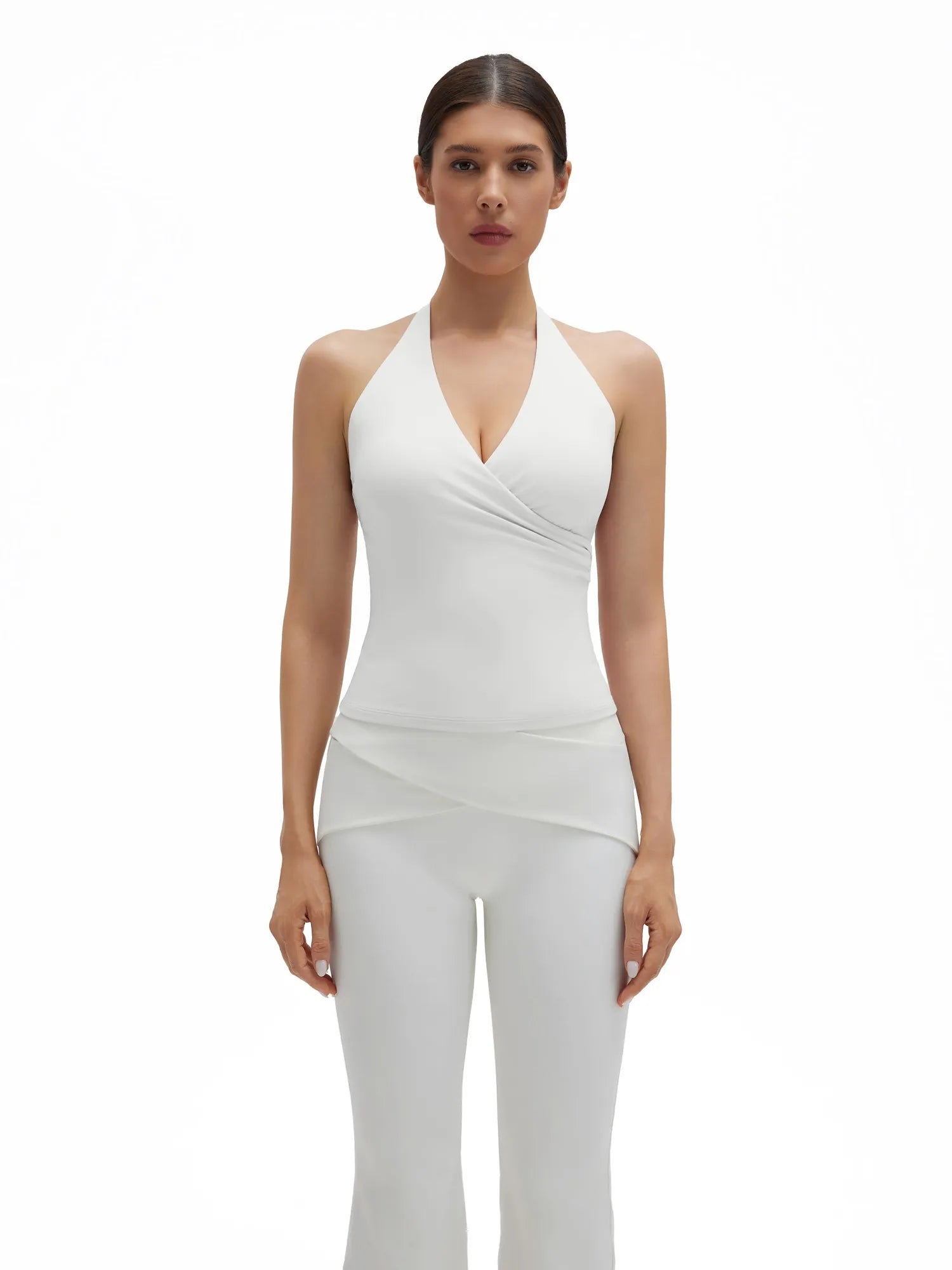 Halter Deep V Neck Wrap Workout Tank Tops