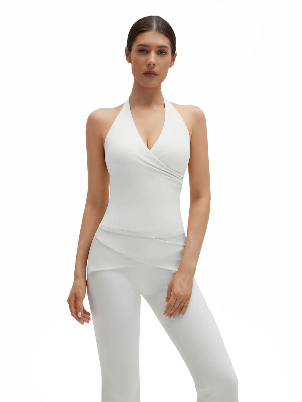 Halter Deep V Neck Wrap Workout Tank Tops