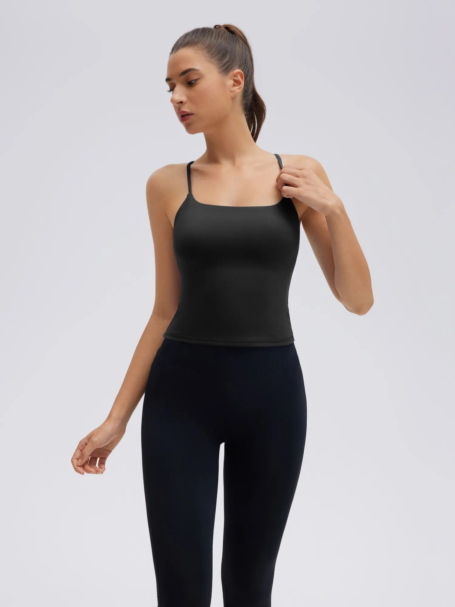 Longline Padded Open Back Spaghetti Strap Camisole Tops