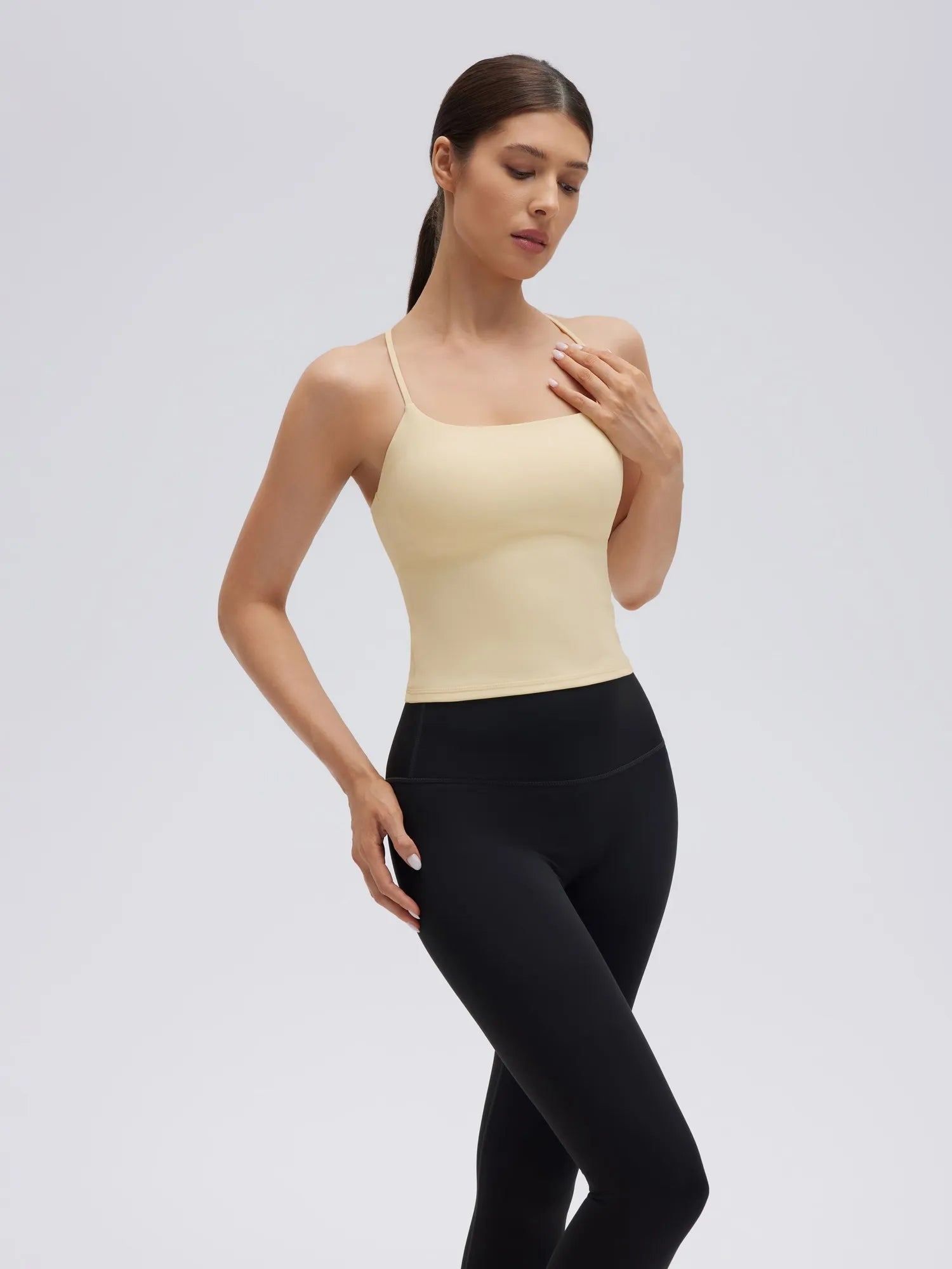 Longline Padded Open Back Spaghetti Strap Camisole Tops