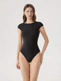 Backless Y2k Double Lined Bodysuit - Short Sleeve