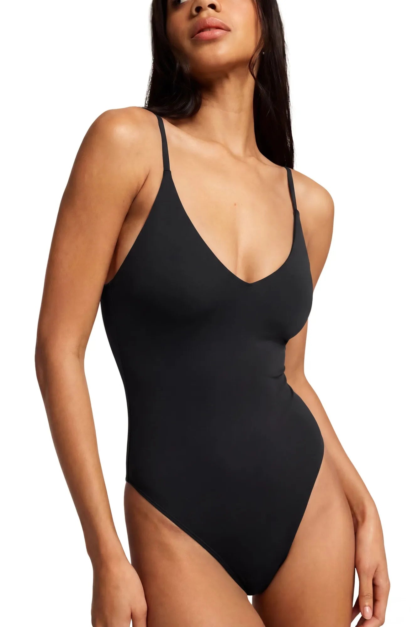 Padded V Neck Thong Bodysuit