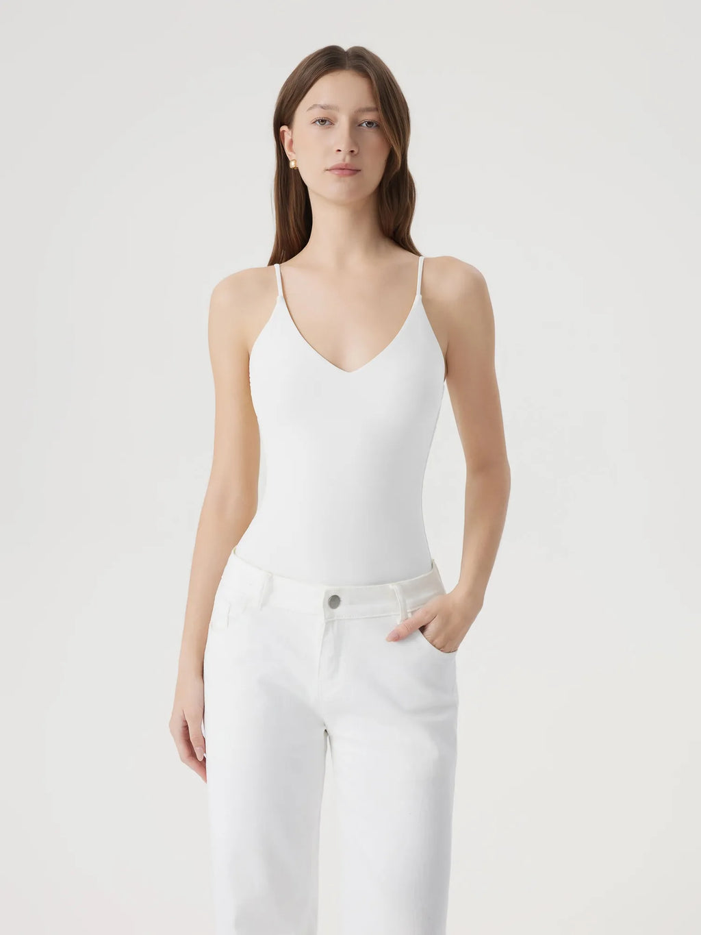Padded V Neck Thong Bodysuit