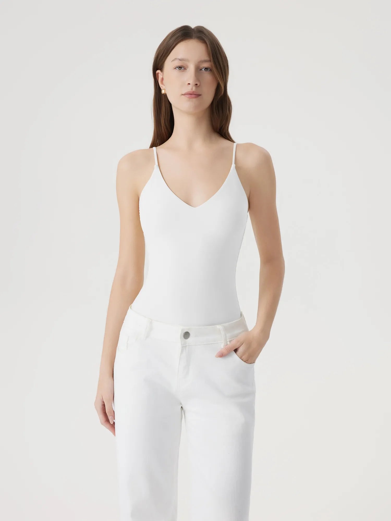 Padded V Neck Thong Bodysuit