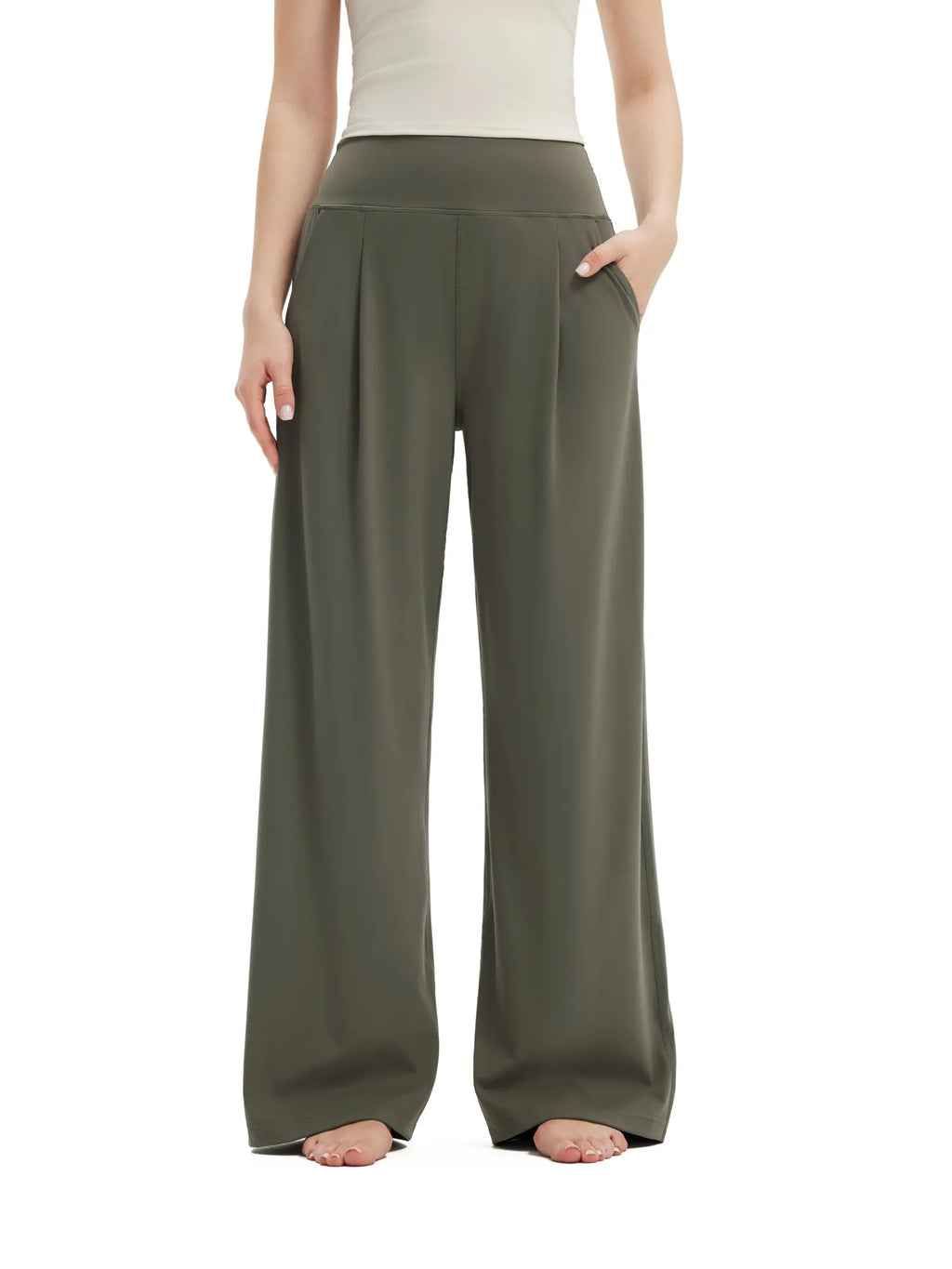 High Waisted Wide Leg Pockets Palazzo Pants