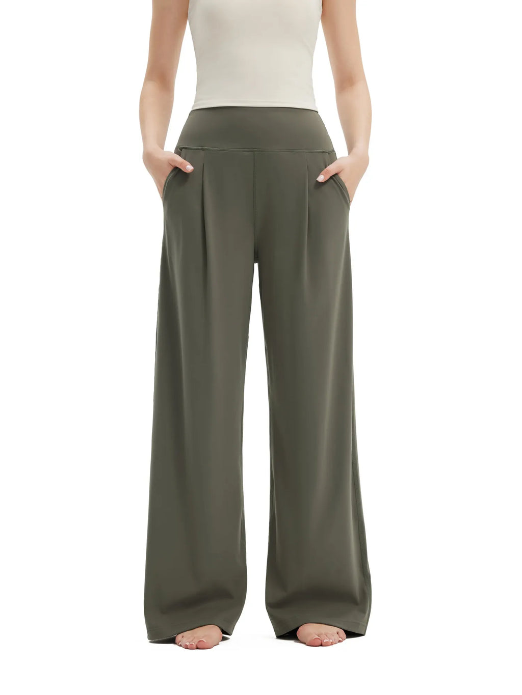 High Waisted Wide Leg Pockets Palazzo Pants